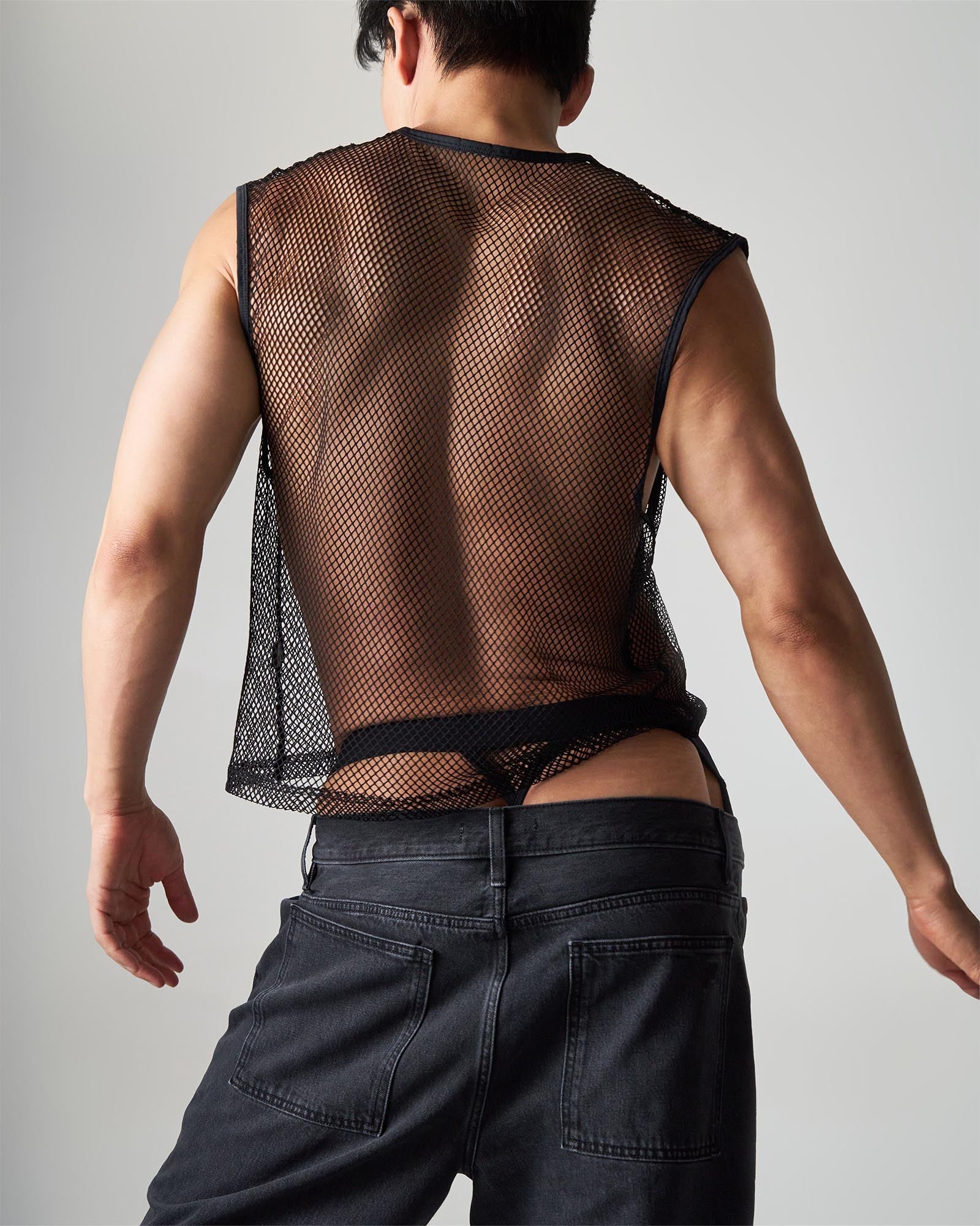 Edge Net Muscle Tank | Jet - Image 3