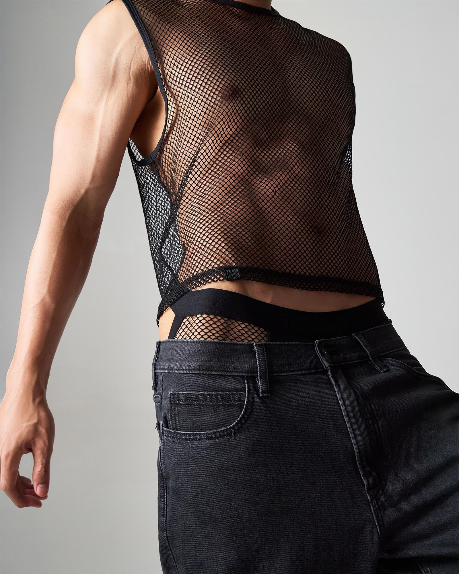 Edge Net Muscle Tank | Jet - Image 4